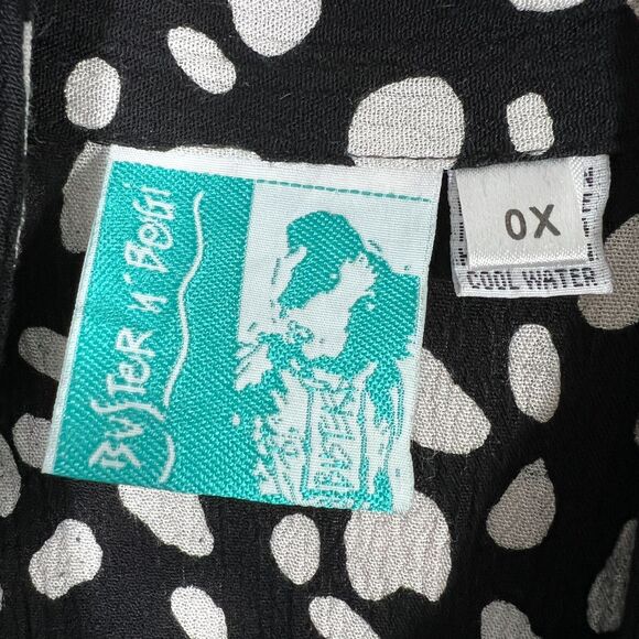 Buster N Bogi Dress 0X Black White Batik Button Front Sleeveless Flowy Floral - Picture 3 of 15